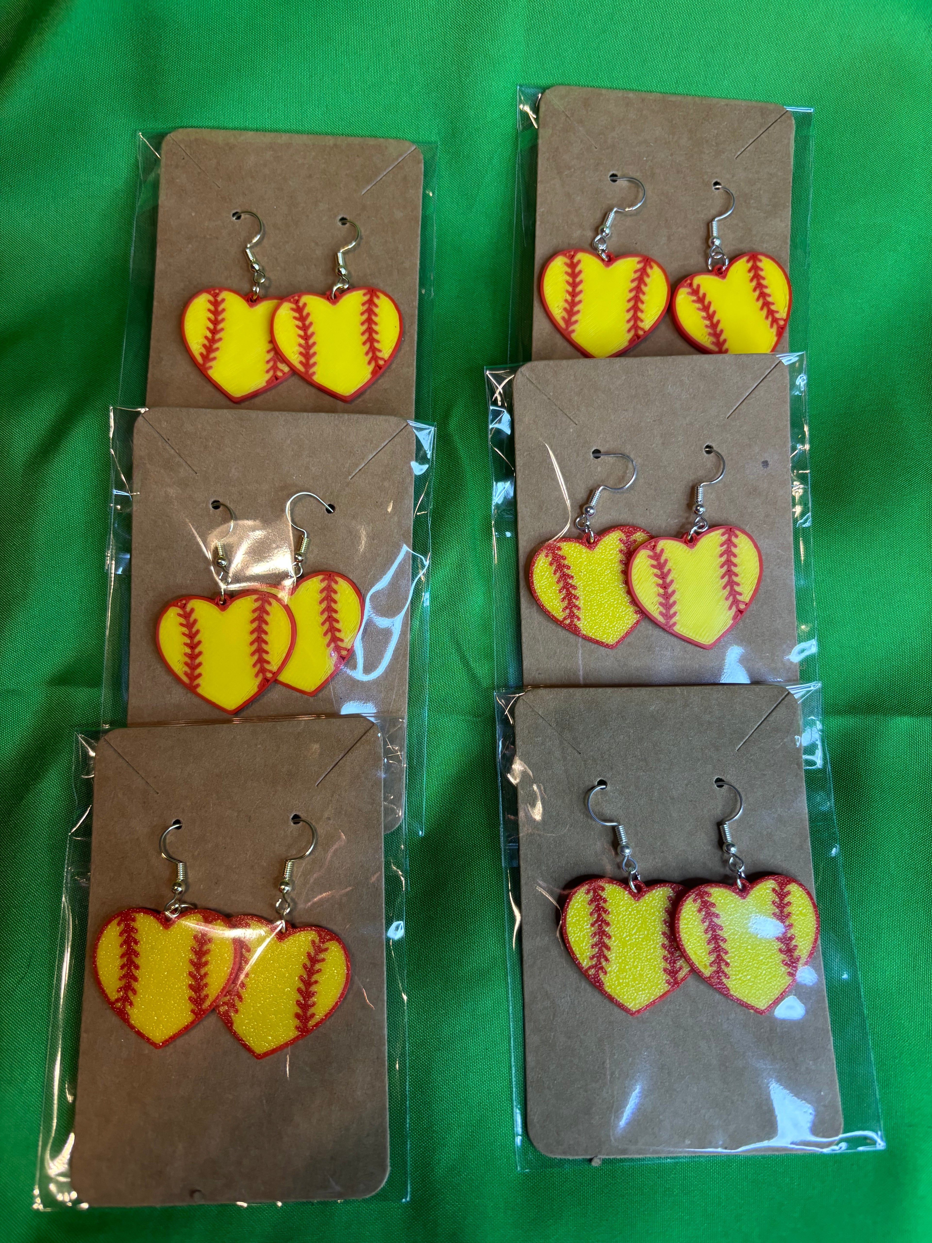 Heart Softball Earrings